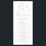 Menus de Mariage de lavande simple Monogramme<br><div class="desc">Préparez-vous à une expérience gastronomique inoubliable à votre mariage avec notre délicieux menu mariage lavande. Le design présente gracieusement les initiales de la mariée et du marié, élégamment encerclés par l'art délicat de la ligne de lavande. "Menu" est magnifiquement scénarisé en calligraphie sophistiquée, ajoutant un air d'élégance. Personnalisez sans effort...</div>