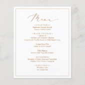 Menus de Mariage de script or rustique (Devant)
