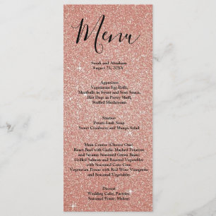 Menus de mariage en faux strass Rose Gold