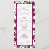 Menus de mariage Maroon Rose (Devant)