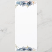 Menus de mariage modernes floraux bleu poussiéreux (Dos)