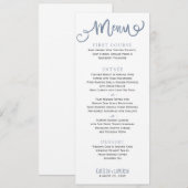 Menus de mariage modernes | Typographie (Bleu Pous (Devant / Derrière)