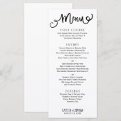 Menus de mariage modernes | Typographie rustique ( (Devant / Derrière)