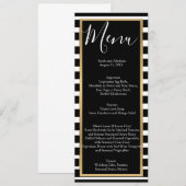 Menus de mariage rayés noir et blanc (Devant / Derrière)
