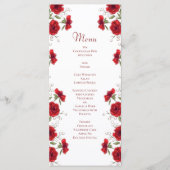 Menus de mariage romantiques à la rose rouge (Devant)