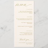 Menus de mariage romantiques crème et or (Devant)