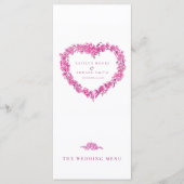 Menus de mariage rose et blanc en forme de cœur my (Devant)