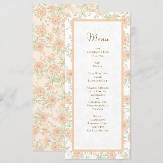 Menus de mariage Rose Pêche (Devant / Derrière)