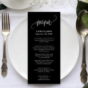 Menus de mariage rustiques à calligraphie simple