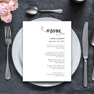 Menus de mariage rustiques avec calligraphie simpl