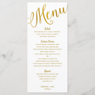 Menus de mariage Typographie moderne (dorure)
