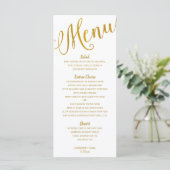 Menus de mariage | Typographie moderne (dorure) (Debout devant)