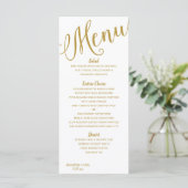 Menus de mariage | Typographie moderne (Or) (Debout devant)