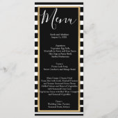 Menus de menu Mariage rayé noir et blanc (Devant)