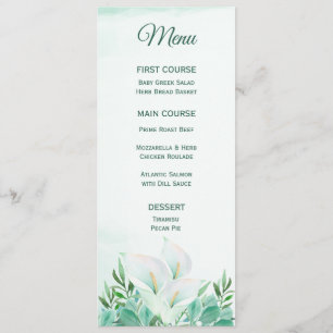 Menus de Monogramme Lily Calla blanche