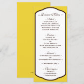 Menus de réception de mariage Brown et blanc jaune (Devant / Derrière)