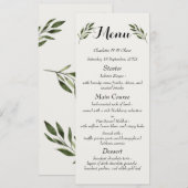 Menus de réception de mariage élégants botaniques (Devant / Derrière)