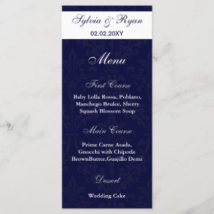Menus du Mariage photo marine et blanc