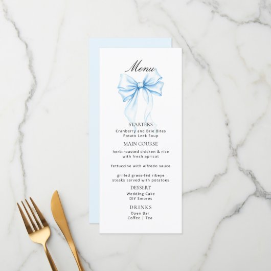 Menus for a modern  baby shower. menu (Voorkant / Achterkant in situ)