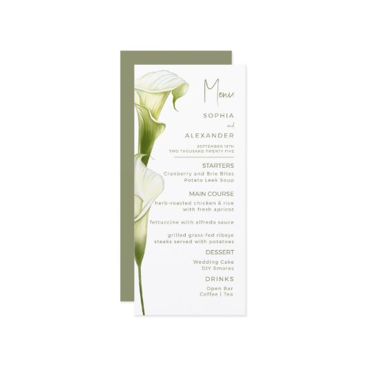 Menus for a modern wedding. (Devant/Arrière en situation)