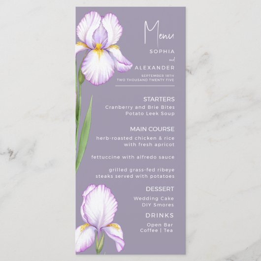 Menus for a modern wedding. (Devant)