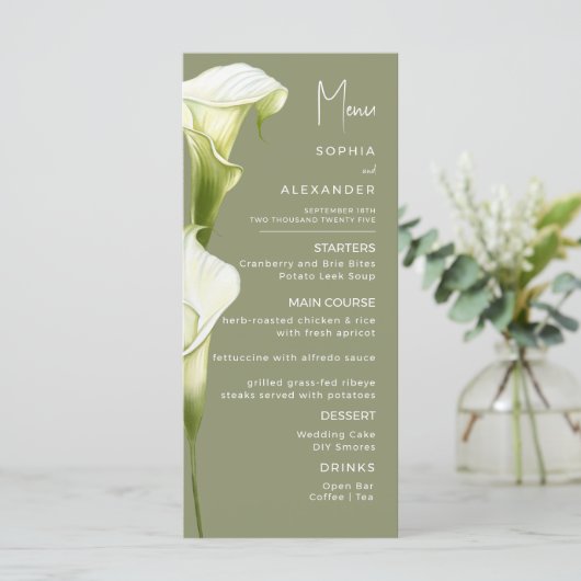 Menus for a modern wedding. (Debout devant)