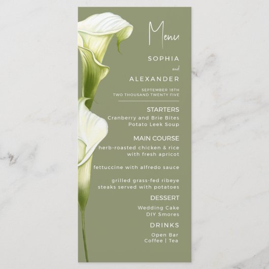 Menus for a modern wedding. (Devant)