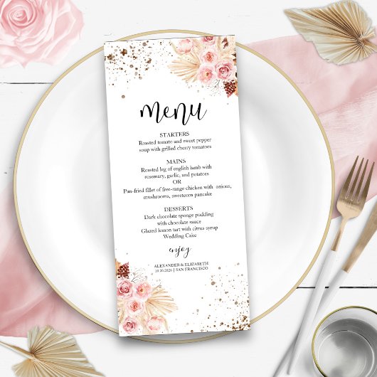 Menus Mariage aquarelle | Parties scintillant flor