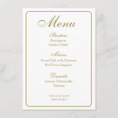 Menus Mariage blanc et or élégant (Devant)