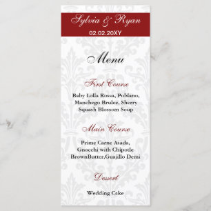 Menus mariage damassé