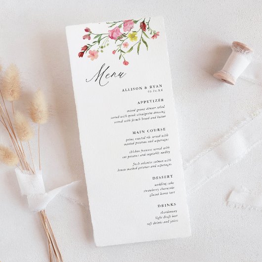 Menus Mariage Fleur sauvage Jardin Whimsical