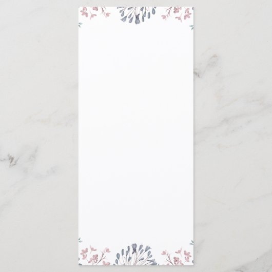 Menus Mariage moderne Dusty Blue et Mauve (Dos)