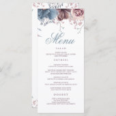 Menus Mariage moderne Dusty Blue et Mauve (Devant / Derrière)