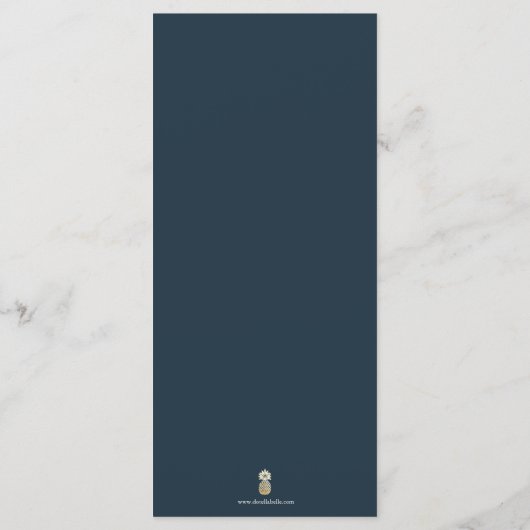 Menus mariage Simple Monogram Crest Blue (Dos)