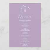 Menus mariage simple Monogram Lavender (Devant)