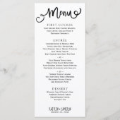 Menus Mariages modernes | Typographie rustique (No (Devant)