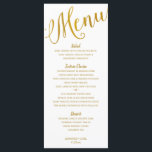 Menus mariages | Typographie moderne (Gold Foil)<br><div class="desc">Ce design de typographie / calligraphie moderne comprend le mot "Menu" en haut en fausse feuille d'or. C'est un faux papier doré... ce n'est pas réel,  mais un effet imprimé.</div>