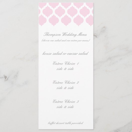 Menus marocains roses de mariage de motif (Devant)