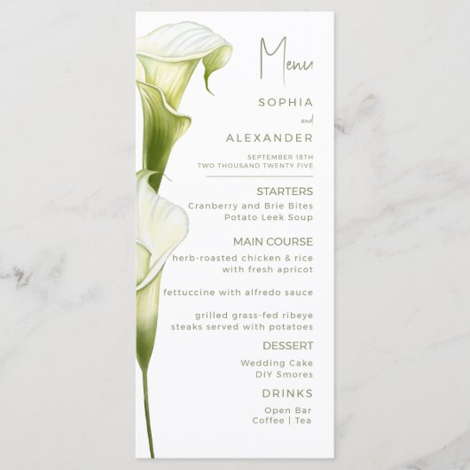 Menus pour un mariage moderne. (Devant)