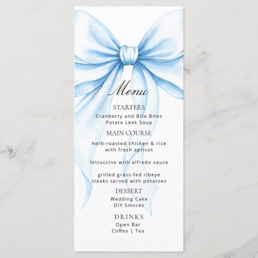 Menus pour une baby shower moderne. (Devant)