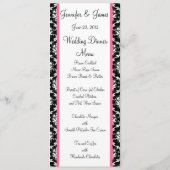 Menus roses de dîner de mariage damassé de (Dos)