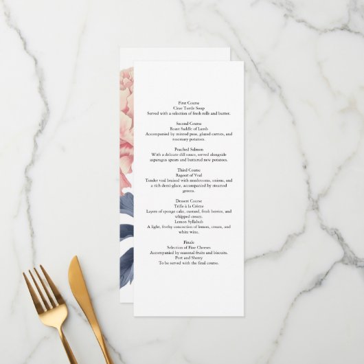 Menus Template Casamento Elegante Floral  (Devant/Arrière en situation)