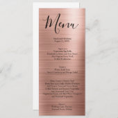 Menu's van het roos Gold Minimalist Typography Wed (Voorkant / Achterkant)