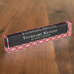 Menzies Red Scottish Clan Tartan Pset Pattern Naambordje