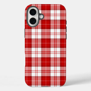 Menzies tartan red white plaid iPhone 16 plus hoesje