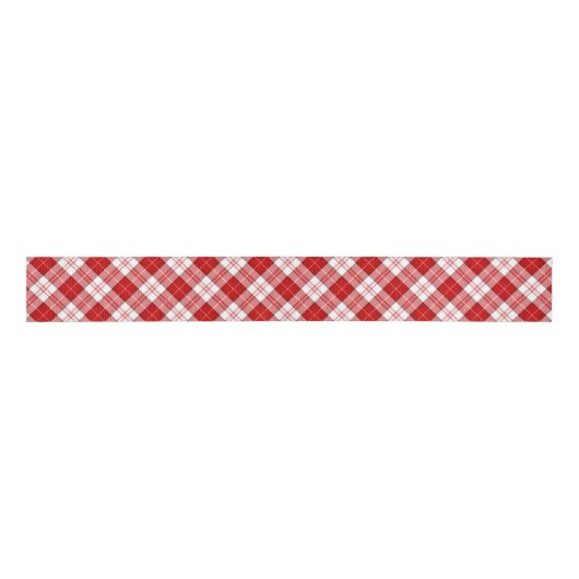 Menzies tartan red white plaid grosgrain lint (Voorkant)