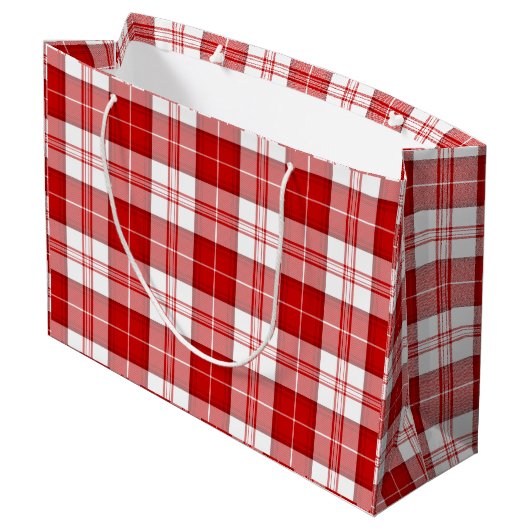 Menzies tartan red white plaid large cadeauzakje (Achterkant Gekanteld)