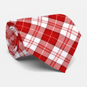 Menzies tartan red white plaid stropdas