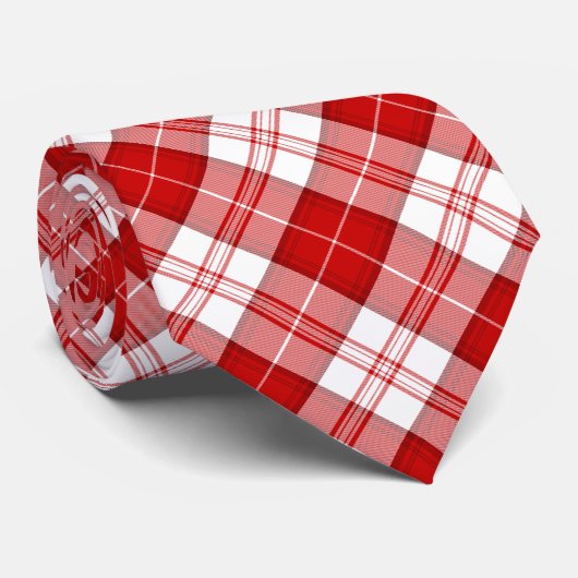 Menzies tartan red white plaid stropdas (Opgerold)