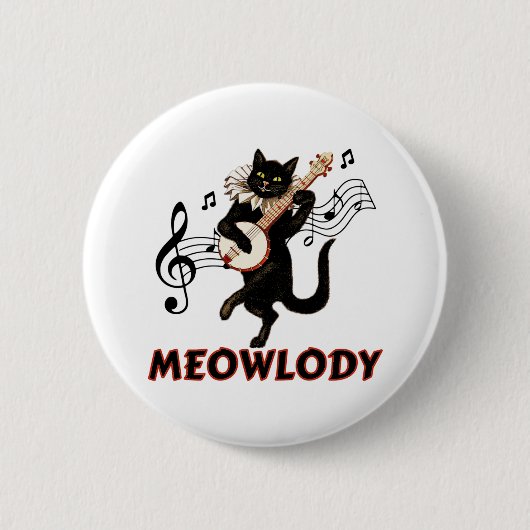 Meolody Cat Music Guitar Ronde Button 5,7 Cm (Voorkant)